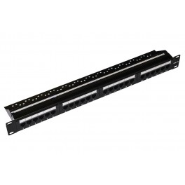 PANNELLO PATCH 19" NON SCHERMATO UTP 24 24 PORTE 8 POLI RJ45 PER RETI CAT.6 NERO  PATCH PANEL