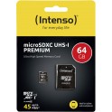 MICRO SD HC 64 GB CLASS 10 INTENSO CON ADATTATORE SD