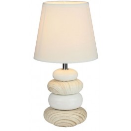 "NEVADA" LAMP. TAVOLO H31,6 SASSI CERAM. BIANCO/LEGNO