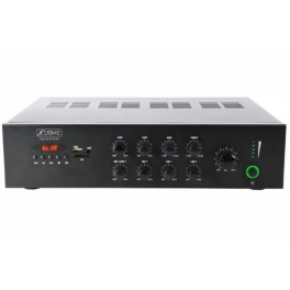 Amplificatore pa 100v - 50w usb/fm/bt AMPLIFICATORE PROFESSIONALE BLUETOOTH 100V / 50W CON MP3 E RADIO FM SCAN