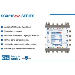 MULTISWITCH Passante 5 cavi 4 USCITE IB Terr. 16UB -16dB 4 USCITE IBRIDE  5 cavi per LNB Quattro/Wide Band