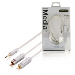 Cavo Audio Maschio da 3.5 mm - 0,20CM Stereo Cavo Audio Maschio da 3.5 mm - 2x RCA Maschio 0.20 m Bianco