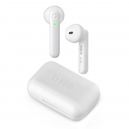 Auricolari Stereo Wireless TWS TWIN HOP, con base di ricarica da 300 mAh e comandi integrati, colore bianco