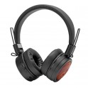 Cuffie wireless stereo Hard Bop NERO Cuffie stereo Wireless V5.0 pieghevoli con microfono e comandi integrati, inserti in legno,