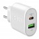 CARICABATTERA .MURO  20W BIANCO USB + C Caricabatterie caricatore 20 Watt - Ricarica ultra rapida e due porte USB