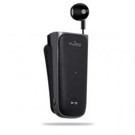 Puro Auricolare Riavvolgibile Mono Bluetooth con clip V4.1 con Vibrazione e Multipoint Nero