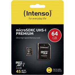 MICRO SD HC 64 GB CLASS 10 INTENSO CON ADATTATORE SD