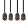 Cavo audio 2x maschio RCA | 2xmaschio 1M Cavo audio stereo 2x maschio RCA | 2x maschio RCA | Placcato oro | 1.00 m | Tondo | Ant